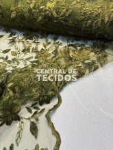 Tule Bordado Nice Verde Oliva