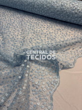 Tule Bordado Nicey Azul Claro