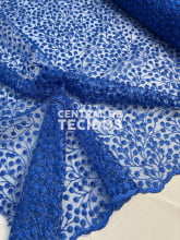 Tule Bordado Nicey Azul Royal