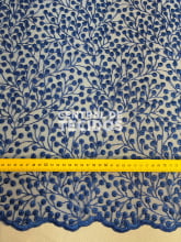 Tule Bordado Nicey Azul Royal