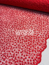 Tule Bordado Nicey Vermelho