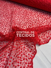 Tule Bordado Nicey Vermelho