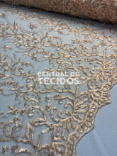 Tule Bordado Pedraria Arabesc Nude