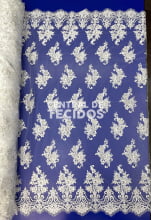 Tule Bordado Pedraria Branco 