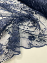 Tule Bordado Turim Azul Marinho