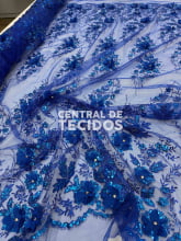Tule Design Glitter 3D New Azul Royal