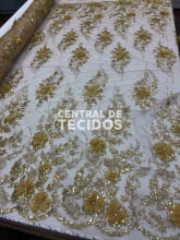 Tule Design Glitter 3D New Dourado