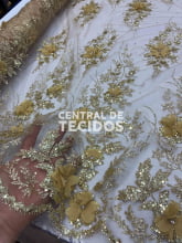 Tule Design Glitter 3D New Dourado