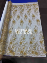 Tule Design Glitter 3D New Dourado