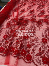 Tule Design Glitter 3D New Vermelho