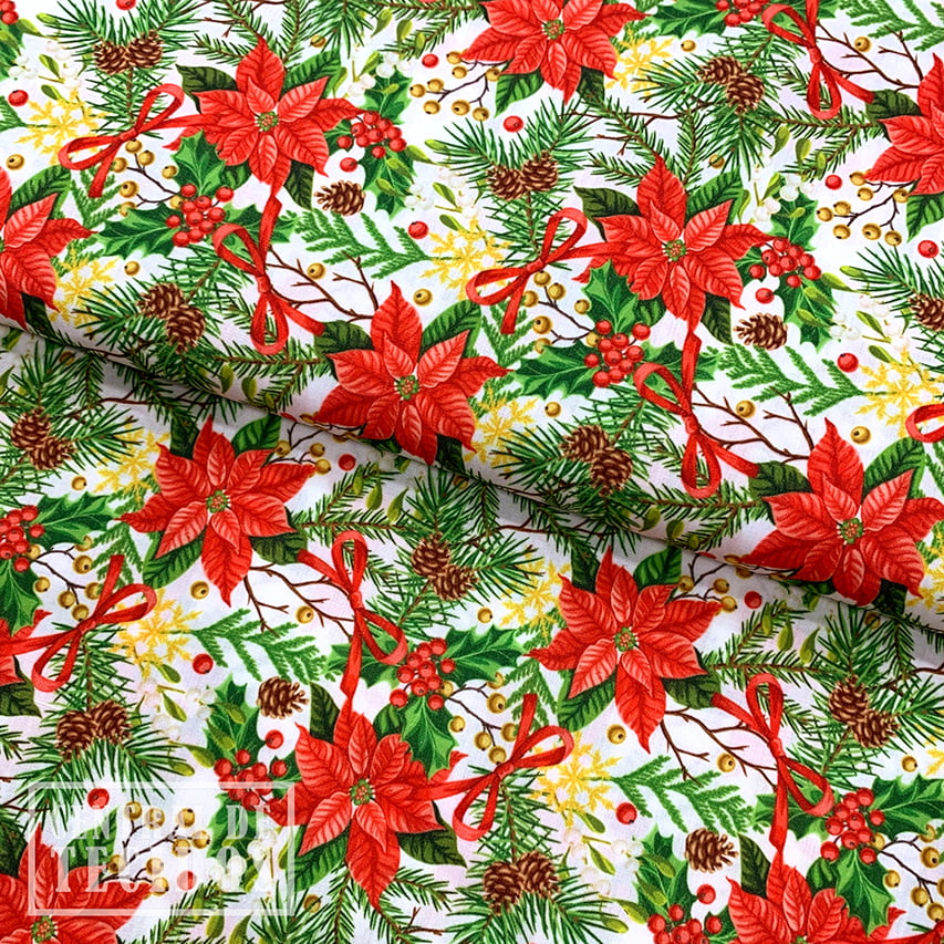 Tricoline Digital | Natal Floral Branco