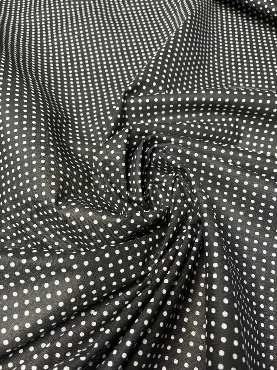 Tricoline Preto Poá Branco Miudo