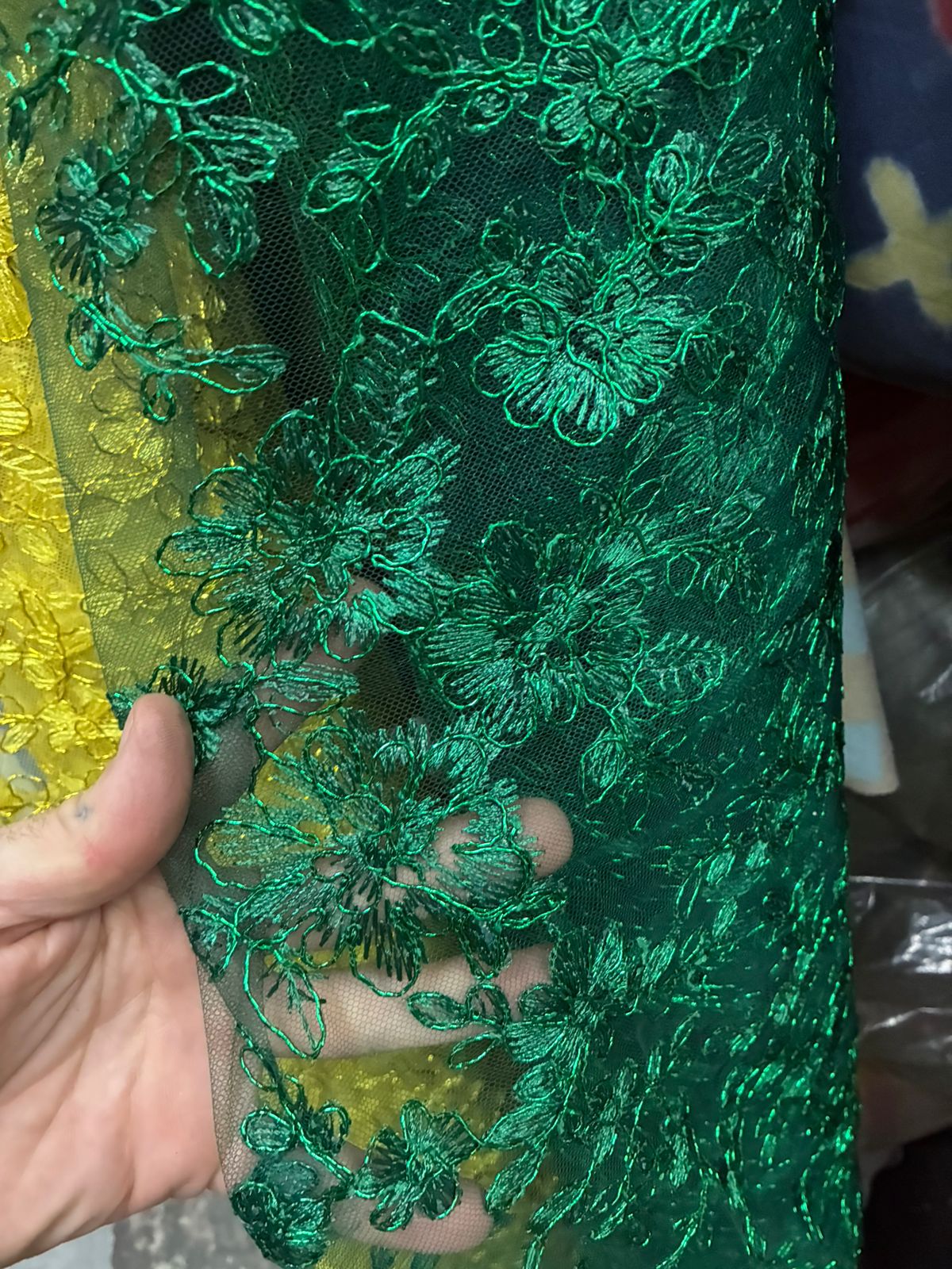 Tule Bordado Metálico GODESS 555 Verde 