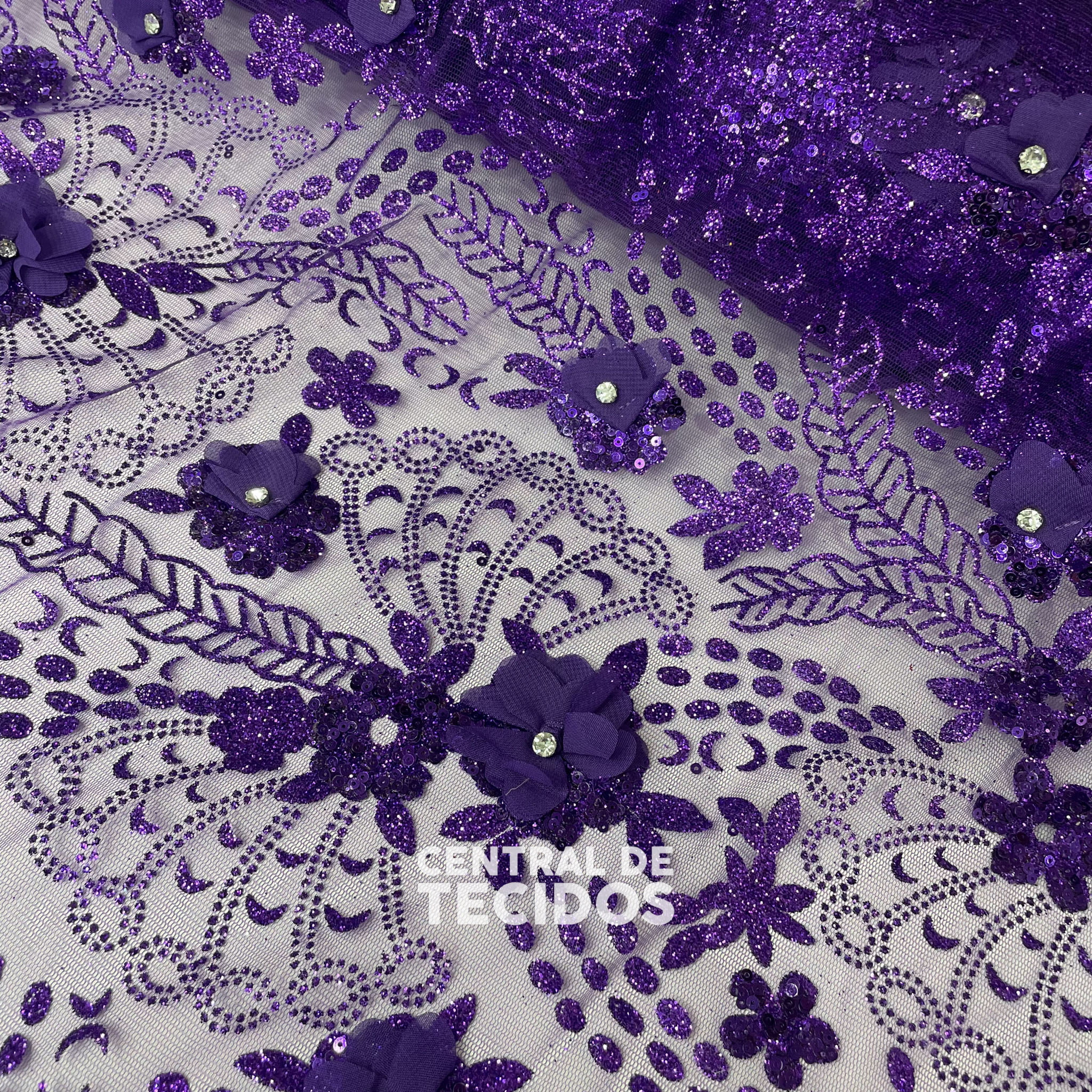 Tule Design Glitter 3D Roxo