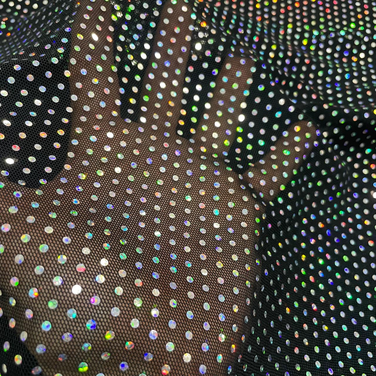 tule com elastano estampado