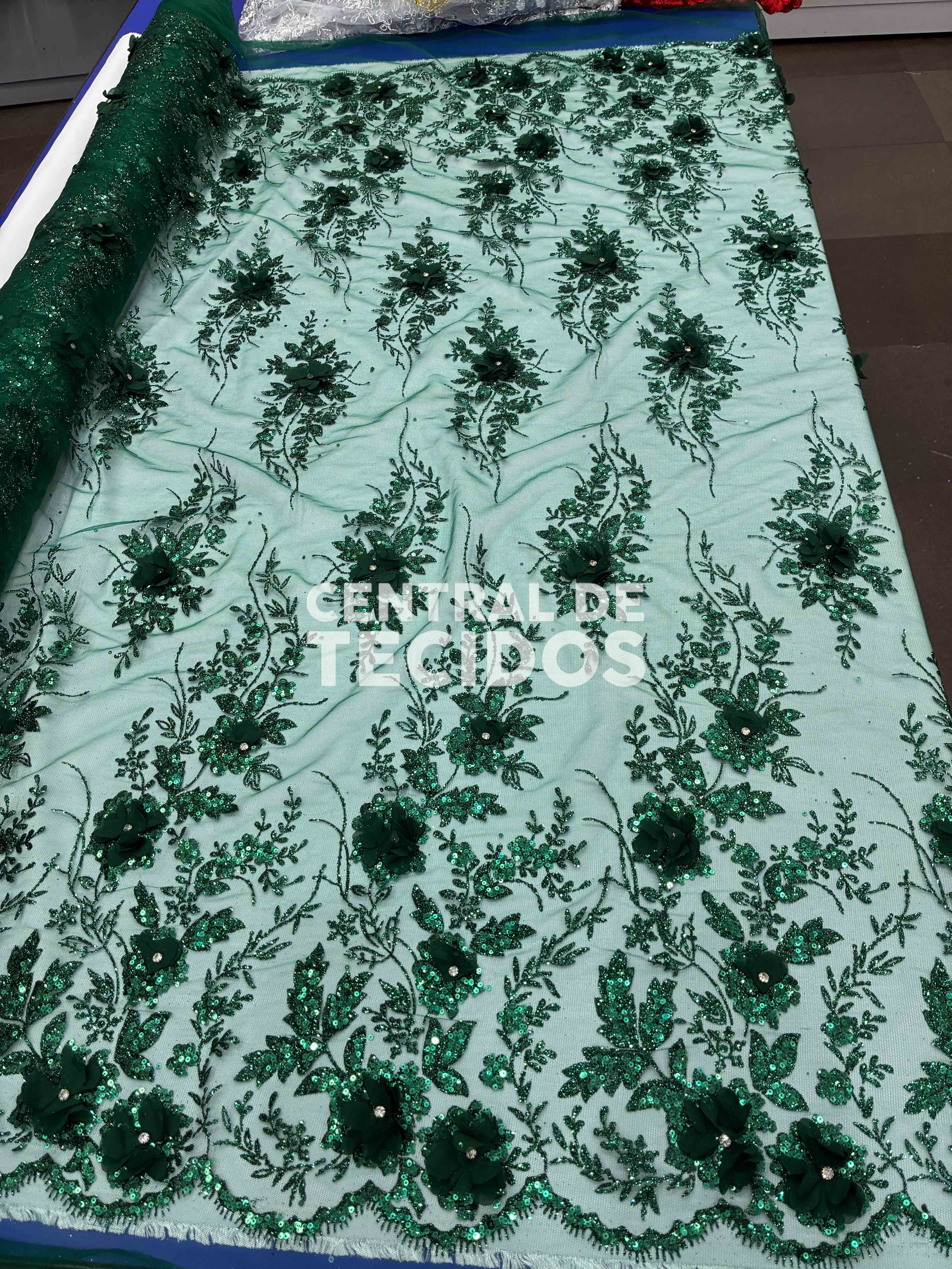 Tule Design Glitter 3D New Verde